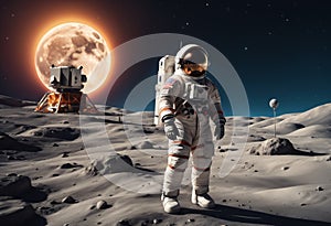 Astronaut walking on planet. Generative AI