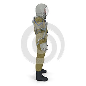 Astronaut Wearing Space Suit Strizh Standing Pose Isolated on White Background 3D Illustration