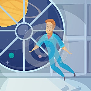 Astronaut Weightless Space Cartoon Icon