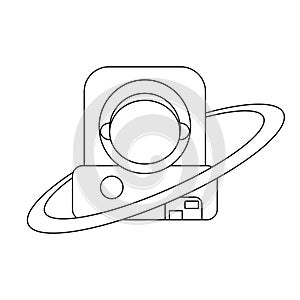 Astronaut on white background. Vector isolated illustration. Future concept. icon. Outline, line, doodle style.