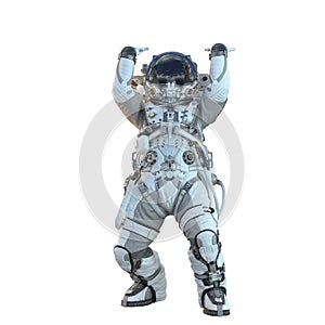 Astronaut on white. Mixed media