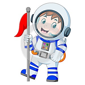 Astronaut in white spacesuit on white background photo