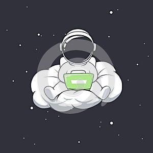 Astronaut work in freelance on cloud