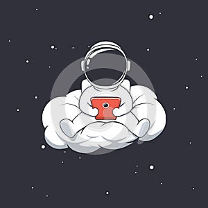 Astronaut writes message on cloud