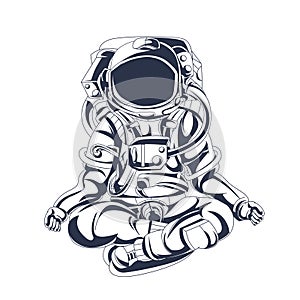 Astronaut yoga inking illustration photo