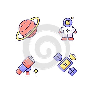 Astronautic RGB color icons set