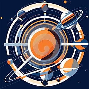 Astronautics and space exploration concept. Vector illustration in flat style AI Generated