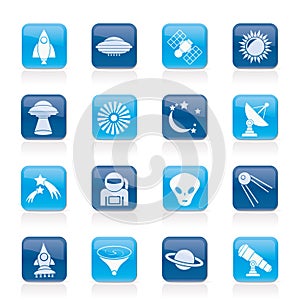 Astronautics, space and universe icons