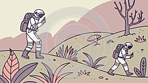 Astronauts Exploring Mars: Space Adventure, vector design Generative AI