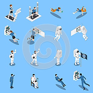 Astronauts Isometric Icons Collection