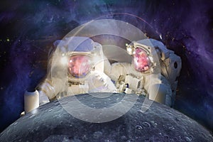 Astronauts observe the Moon