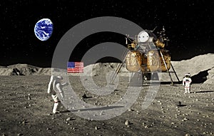 Astronauts Set An American Flag On The Moon