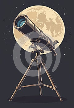 The Astronomer's Tool: Stylish Telescope Illustrated for Night Watch