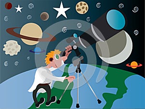 Astronomer with tools