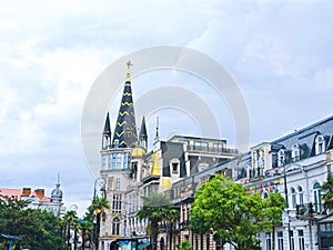 Astronomical clock in the centre of Batumi at night