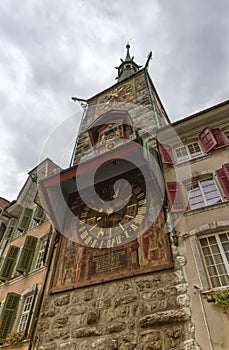 Astronomical Clock in Marktplaz in the old town in Solothurn, Sw