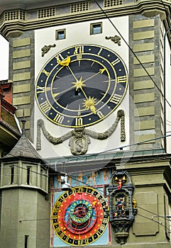 Astronomical clock on the medieval Zytglogge clock tower in Bern Switzerland