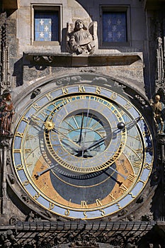 Astronomical clock Orloj at Old Town Square in Prague, Czech Rep