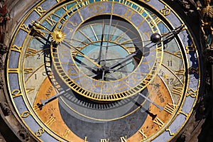 Astronomical clock Orloj at Old Town Square in Prague, Czech Rep