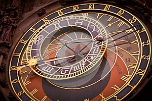 Astronomical clock in Prague at dawn