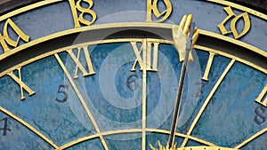 Astronomical Clock Tower detail in Old Town of Prague, Czech Republic. Astronomical clock was created in 1410 by the watchmaker Mi