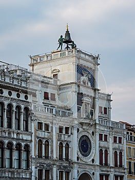 Astronomical clock tower with zodiac signs of St. Mark in Venice, Italy