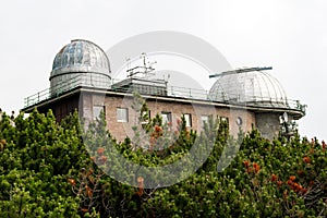 Astronomical and meteorological observatory near Skalnate pleso or tarn or lake in the High Tatras, Slovakia.