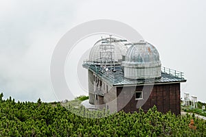 Astronomical and meteorological observatory near Skalnate pleso or tarn or lake in the High Tatras, Slovakia.