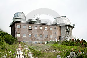 Astronomical and meteorological observatory near Skalnate pleso or tarn or lake in the High Tatras, Slovakia.