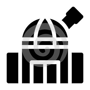 Astronomical observatory icon. Tower telescope, astronomy sign. Space exploration concept