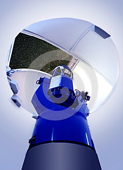 Astronomical observatory telescope indoor night