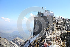 Astronomická observatoř a horní stanice lanovky na Lomnický štít 2634 m,, Vysoké Tatry