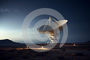 Astronomical Radio telescope pointing sky. Generate Ai