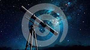 Astronomical telescope on the background of a beautiful starry sky