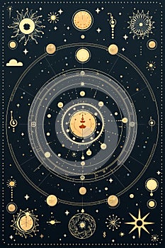 astronomy and astrological symbols on a black background