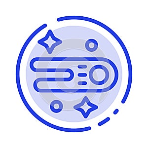 Astronomy, Comet, Space Blue Dotted Line Line Icon