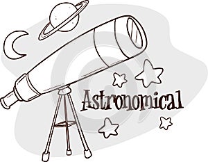 Astronomy design flat.science, astrology instrument, star astronomical, vector illustration