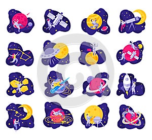 Astronomy Flat Icon Set