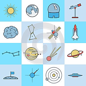 Astronomy flat vector icons