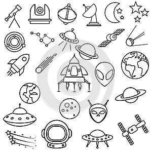 Astronomy Icon vector set. space illustration symbol collection. ufo sign or logo.