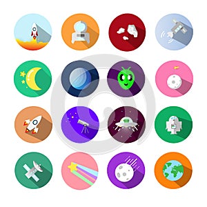 Astronomy icons symbol sets, using for application science concept flat design isolated on white background