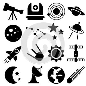 Astronomy Icons vector set. space illustration symbol collection. For web.