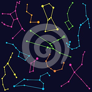 Astronomy - illustration of colored constellations