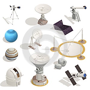 Astronomy Isometric Icons Set