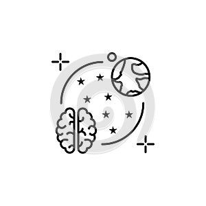 Astronomy planets brain icon. Element of brain concept