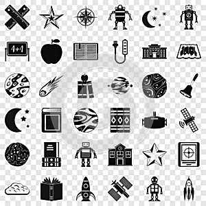 Astronomy robot icons set, simple style