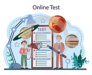 Astronomy school subject online service or platform. Students looking