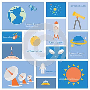 Astronomy science and space icon set.