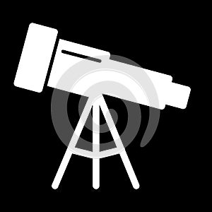 Astronomy telescope vector icon. Black and white illustration of telescope. Solid linear icon.