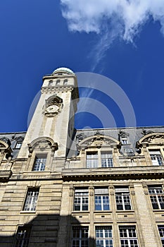 Astronomy Tower of the Sorbonne University with blue sky. Paris, France.